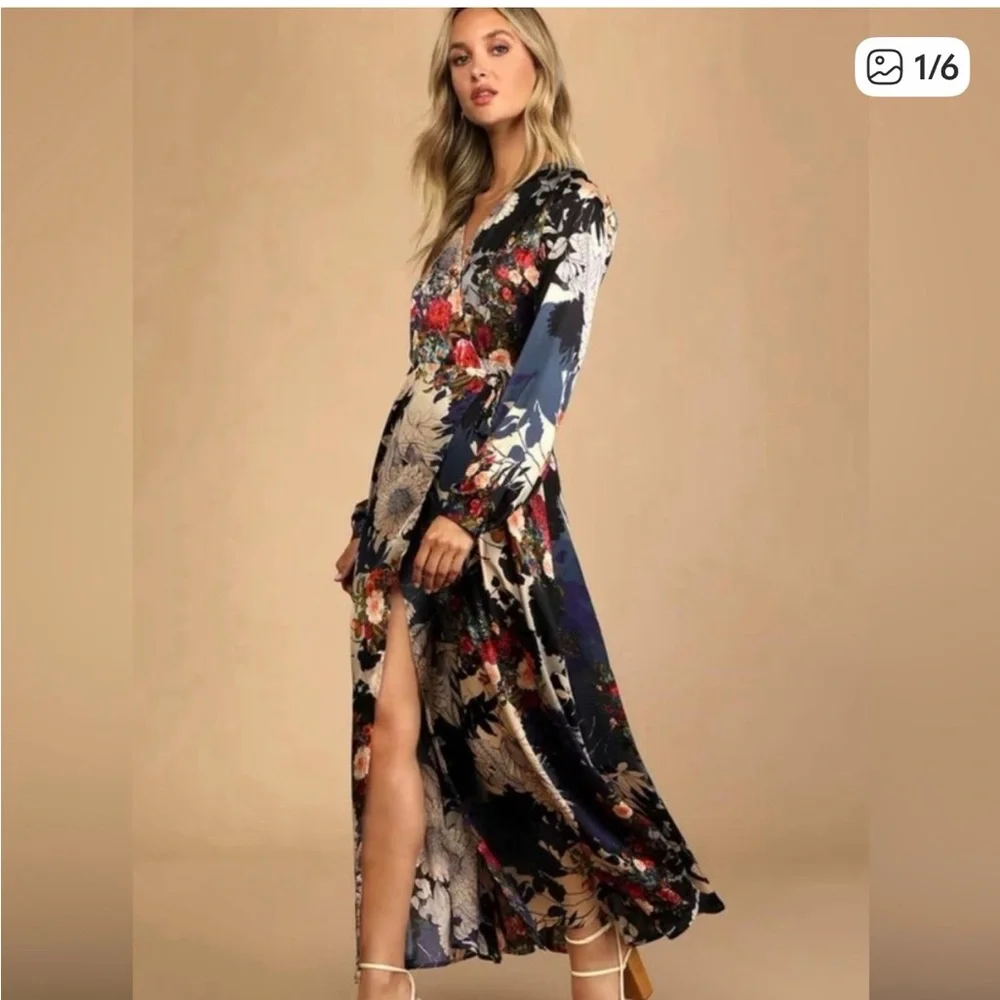 NWT Lulu’s Satin Maxi Dress - Picture 1 of 7